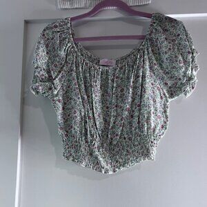 Floral Smocked Bottom Pink Lily Shirt